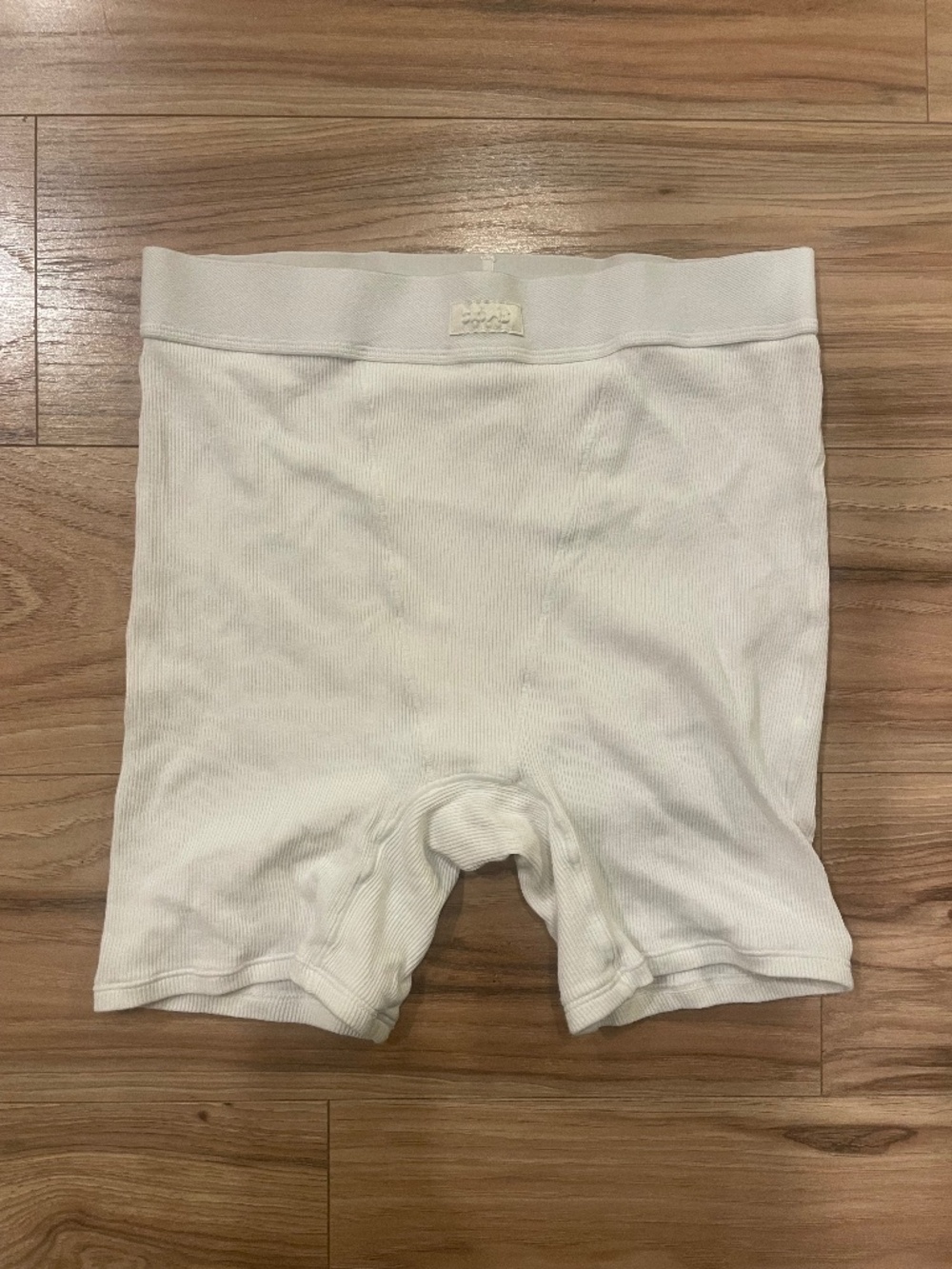 SKIMS Women’s White Cotton Ribbed Boxer